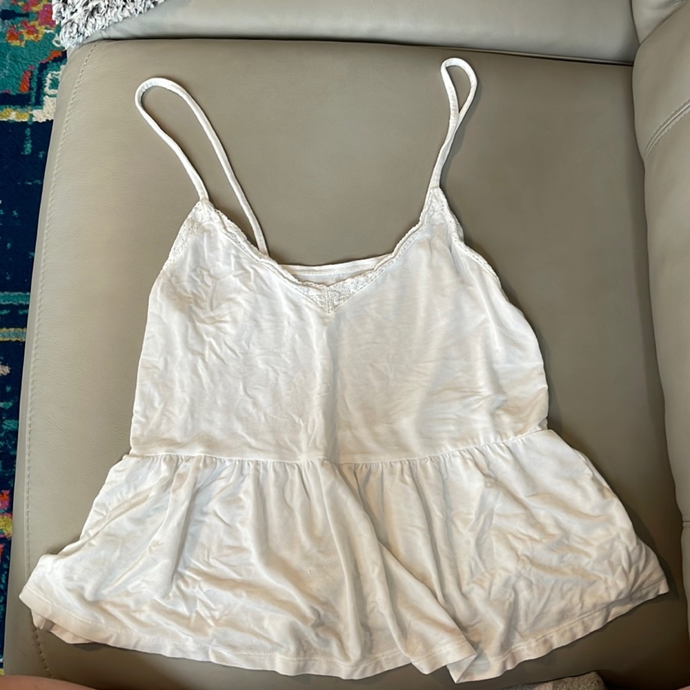 AE xs white lace trim babydoll tank